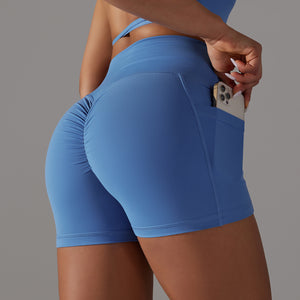 YogaBabes™ Ruched Bum Shorts with Pocket