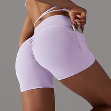 Load image into Gallery viewer, YogaBabes™ Ruched Bum Shorts with Pocket