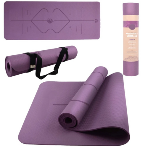 Yoga Babes - Non Slip Imprint Yoga Mat (Dark Purple)